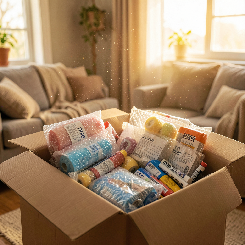 Boîtes étiquetées avec le nom de la pièce et un calendrier des étapes