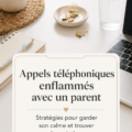 Une femme au téléphone avec une expression calme, représentant la gestion d'appels difficiles