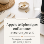 Une femme au téléphone avec une expression calme, représentant la gestion d'appels difficiles