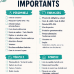 Checklist imprimable pour documents importants sur un bureau