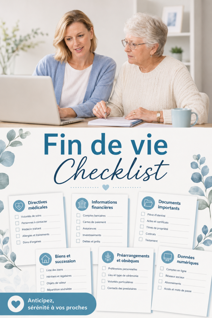 Une personne consulte une liste de vérification pour la fin de vie avec sérénité.