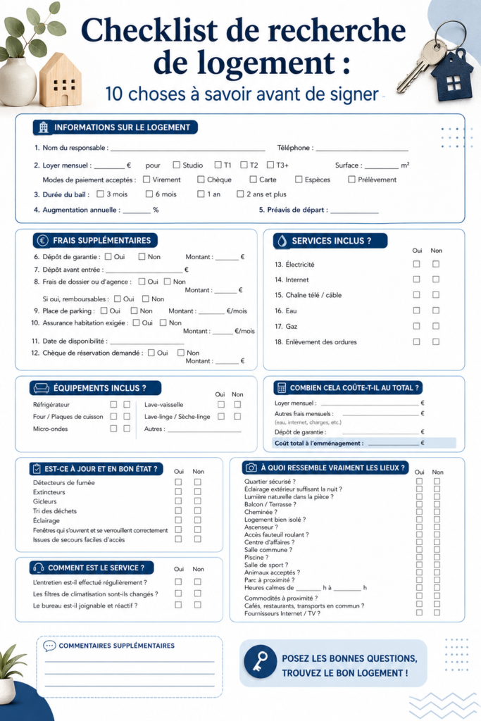 Image d'une checklist sur un bureau, symbolisant la recherche d'appartement.