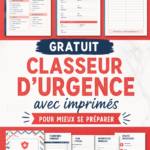 Classeur d'urgence bien rangé avec des documents imprimés.