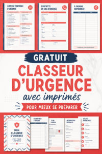 Classeur d'urgence bien rangé avec des documents imprimés.