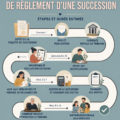 Illustration d'une famille réunie discutant du processus d'héritage