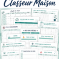 Un carnet d'organisation coloré sur une table avec des fournitures de bureau.