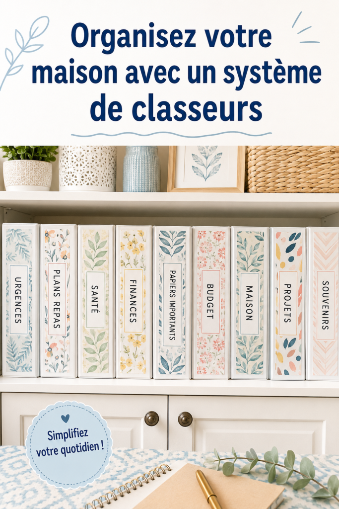 Un intérieur organisé avec un classeur d'organisation sur une table