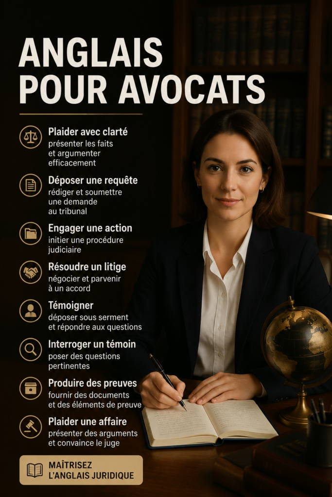 Avocate discutant en anglais avec des collègues, représentant l'apprentissage de l'anglais juridique.