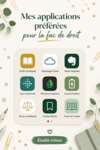 Capture d'écran d'applications pour étudiants en droit sur un smartphone