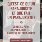 Une auxiliaire juridique au travail, examinant des documents légaux dans un bureau moderne.