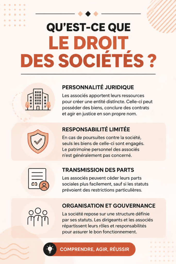 Femme professionnelle discutant de droit des affaires avec des collègues.