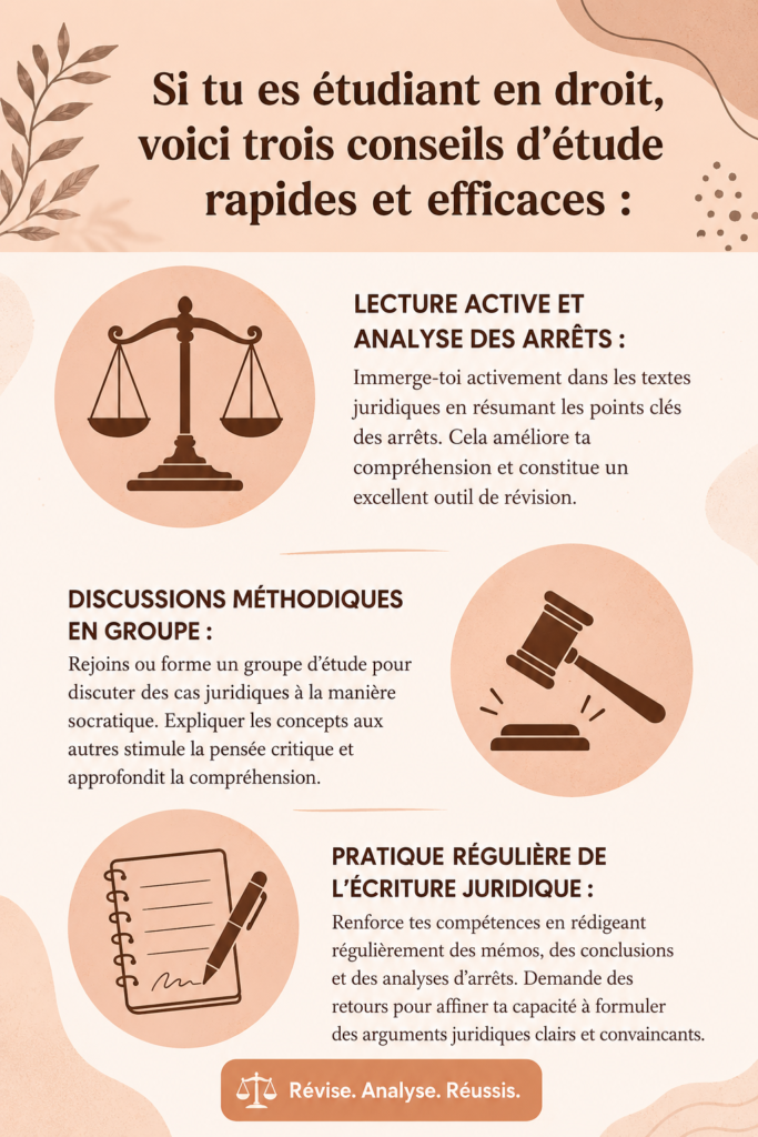 Jeune femme étudiant avec des livres de droit sur son bureau