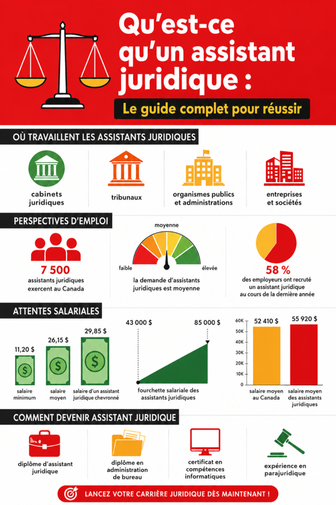 Une assistante juridique travaillant sur son ordinateur, entourée de documents légaux.