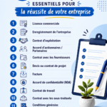 Un bureau bien organisé avec des documents juridiques préparés pour une petite entreprise.