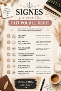Femme souriante lisant un livre de droit, symbolisant l'étudiant en droit passionné.