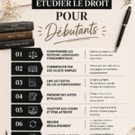Femme en train d'étudier le droit avec des livres et un ordinateur.