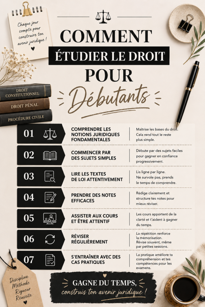 Femme en train d'étudier le droit avec des livres et un ordinateur.