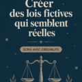 Une image de notes de création littéraire avec des idées de lois fictives.