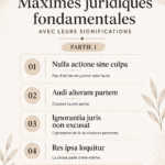 Un livre ouvert avec des notes sur les maximes juridiques essentielles.