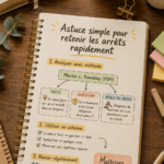 Une étudiante en droit prenant des notes pour mémoriser la jurisprudence