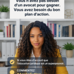 Femme réfléchissant à un plan légal efficace sans avocat.