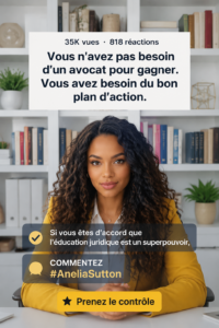 Femme réfléchissant à un plan légal efficace sans avocat.