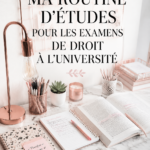 Femme étudiant avec des livres de droit et un ordinateur, se préparant pour des examens.