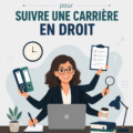 Femme professionnelle réfléchissant à une carrière de parajuriste dans son bureau.