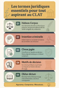 Image d'une candidate étudiant des termes juridiques pour le CLAT