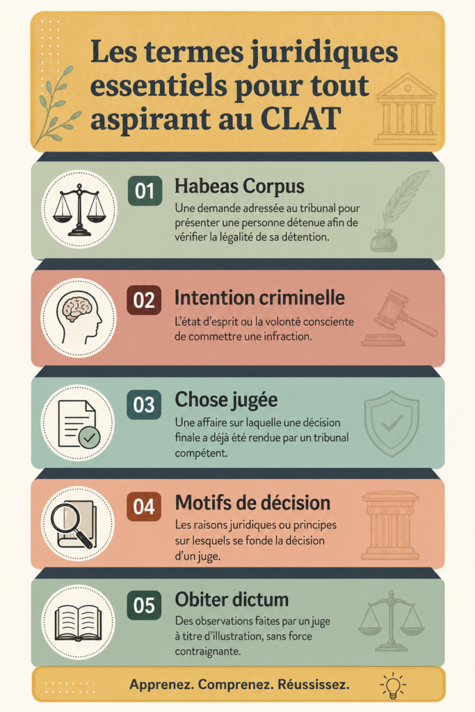 Image d'une candidate étudiant des termes juridiques pour le CLAT
