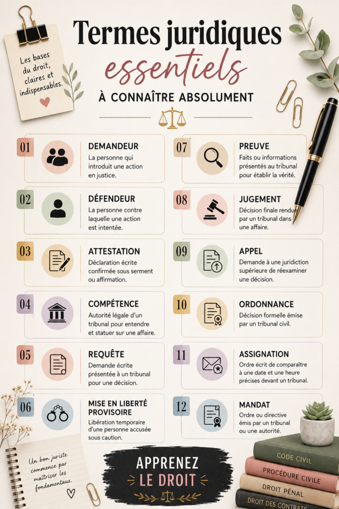 Un étudiant en droit étudiant des termes juridiques essentiels