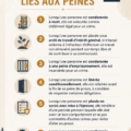 Illustration d'un livre de droit avec des termes juridiques liés aux peines