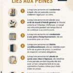 Illustration d'un livre de droit avec des termes juridiques liés aux peines