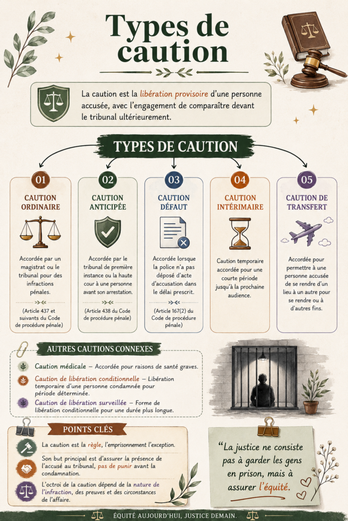 Une infographie colorée présentant les différents types de caution disponibles.