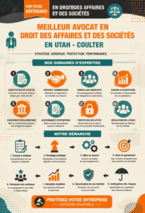 Un avocat d'affaires discutant avec une cliente dans un bureau moderne en Utah.