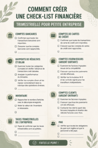 Une femme d'affaires examinant une checklist financière pour sa petite entreprise.