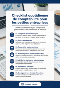 Femme d'affaires utilisant une checklist pour la comptabilité de son entreprise
