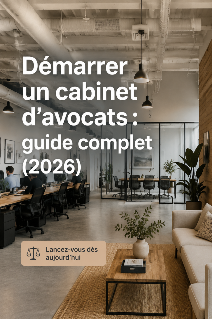 Femme avocate réfléchissant dans un bureau moderne, représentant le démarrage de son propre cabinet.