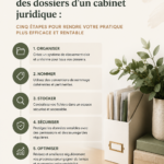 Avocat dans son bureau en train de gérer des fichiers de manière organisée