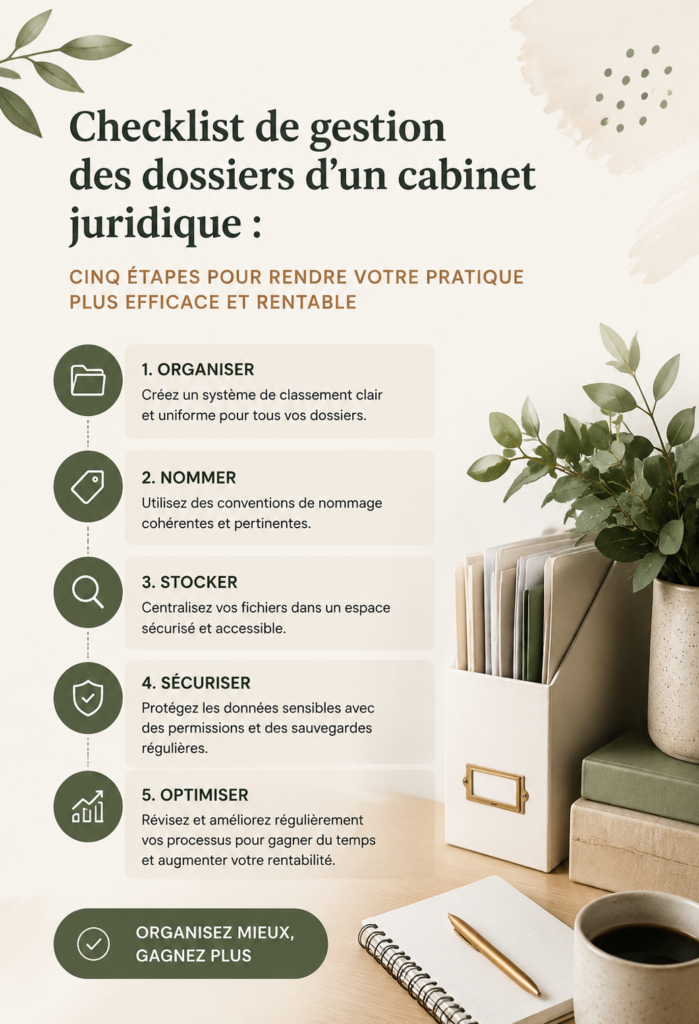 Avocat dans son bureau en train de gérer des fichiers de manière organisée