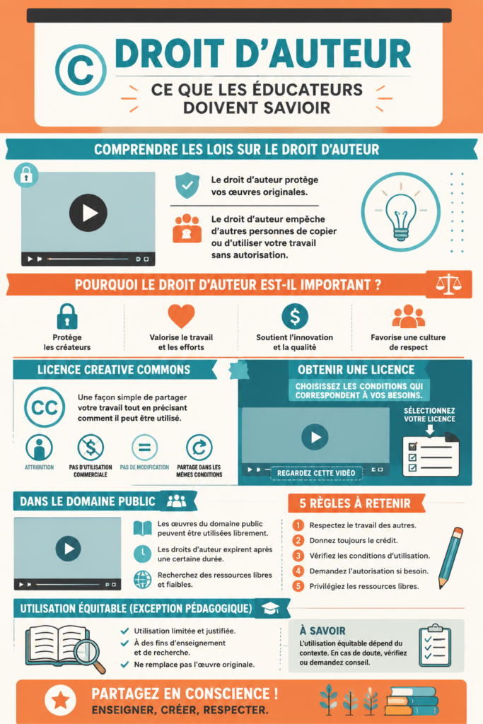 Illustration représentant des lois sur le copyright pour les éducateurs