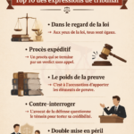 Femme lisant un livre sur le jargon juridique, entourée de notes et d'un ordinateur portable.