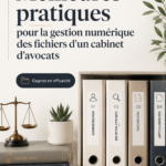 Une avocate organise des fichiers numériques sur son ordinateur dans son bureau.