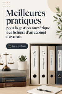 Une avocate organise des fichiers numériques sur son ordinateur dans son bureau.