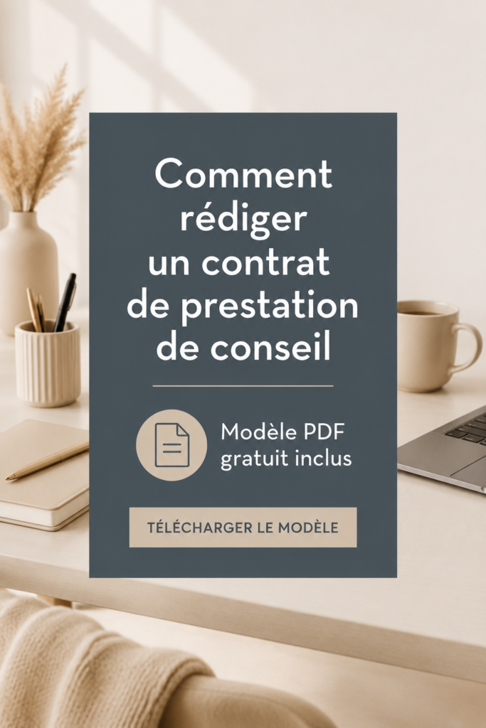 Modèle de contrat de consultation sur un bureau avec un stylo.