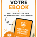 Modèle de page de droits d'auteur pour un eBook, illustrant la protection des écrits numériques.