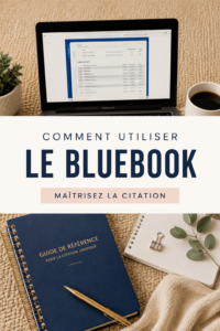 Une femme lisant le Bluebook, concentrée sur ses recherches