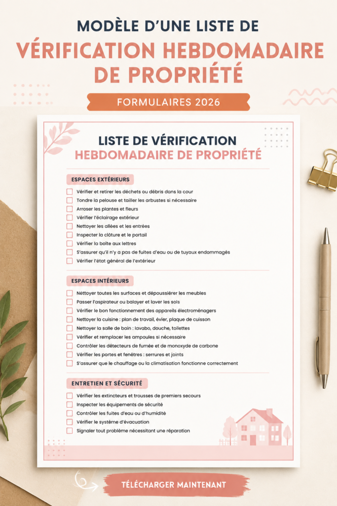 illustration d'une checklist hebdomadaire pour la gestion de biens immobiliers