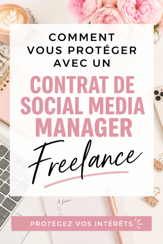 Contrat de gestion des réseaux sociaux sur une table en bois