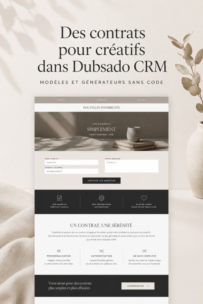 Image d'un modèle de contrat sur une table en bois avec un ordinateur et un carnet, lié aux droits des entreprises créatives.